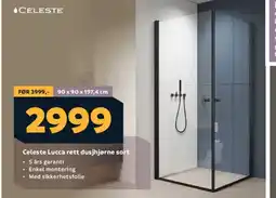 Megaflis Celeste Lucca rett dusjhjørne sort tilbud