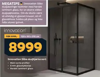 Megaflis Innovation Silke dusjhjørne sort tilbud