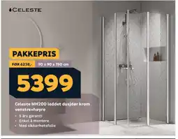 Megaflis Celeste MH200 leddet dusjdør krom venstre+høyre tilbud