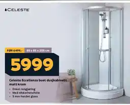 Megaflis Celeste Eccellenza buet dusjkabinett matt krom tilbud