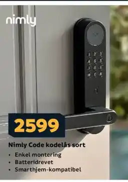 Megaflis Nimly Code kodelås sort tilbud