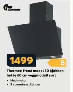 Megaflis Thermex Trend model 50 kjøkken- hette 60 cm veggmodell sort tilbud