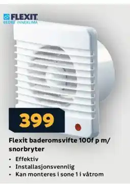 Megaflis Flexit baderomsvifte 100f p m/ snorbryter tilbud