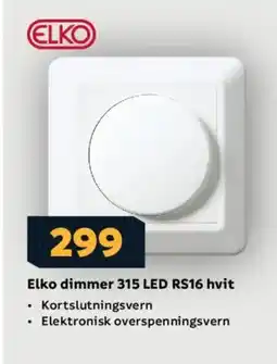Megaflis Elko dimmer 315 LED RS16 hvit tilbud