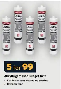 Megaflis Akrylfugemasse Budget hvit tilbud