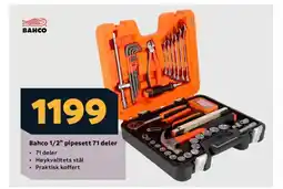 Megaflis Bahco 1/2" pipesett 71 deler tilbud