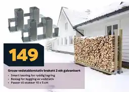 Megaflis Grouw vedstablerstativ brakett 2 stk galvanisert tilbud