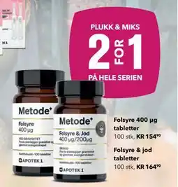 Apotek 1 Folsyre & jod tabletter tilbud