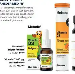 Apotek 1 Vitamin D3 40 μg, brusetabletter tilbud
