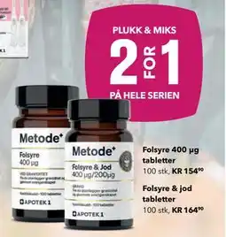 Apotek 1 Folsyre 400 μg tabletter tilbud