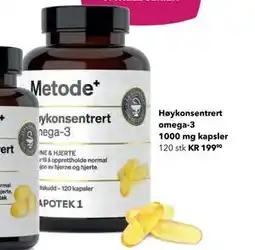 Apotek 1 Høykonsentrert omega-3 1000 mg kapsler tilbud