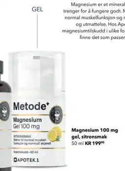 Apotek 1 Magnesium 100 mg gel, sitronsmak tilbud