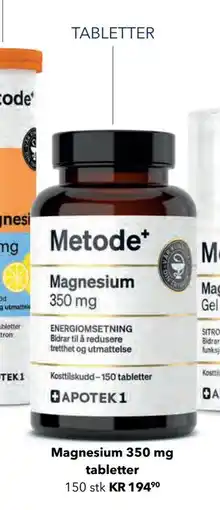 Apotek 1 Magnesium 350 mg tabletter tilbud