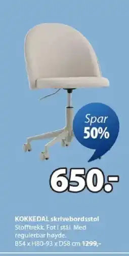 JYSK KOKKEDAL skrivebordsstol tilbud