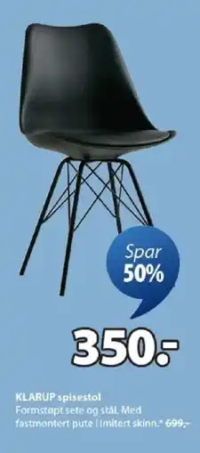 JYSK KLARUP spisestol tilbud