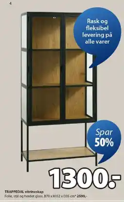 JYSK TRAPPEDAL vitrineskap tilbud