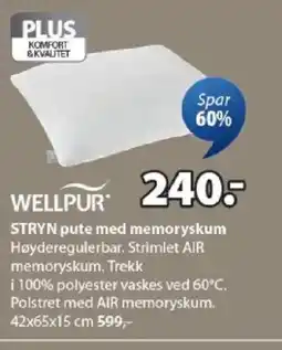 JYSK STRYN pute med memoryskum tilbud