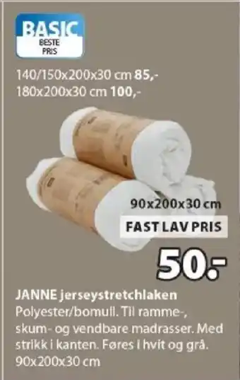 JYSK JANNE jerseystretchlaken tilbud