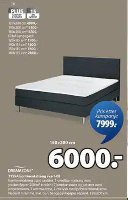 JYSK TYSSA kontinentalseng svart-08 tilbud