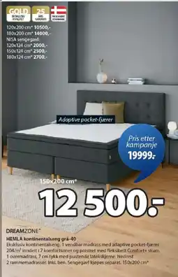 JYSK HEMLA kontinentalseng grå-40 tilbud