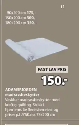 JYSK ADAMSFJORDEN madrassbeskytter tilbud