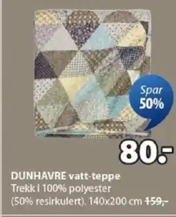 JYSK DUNHAVRE vatt-teppe tilbud