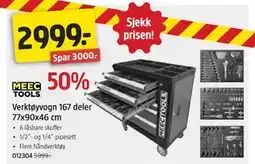 Jula Verktøyvogn 167 deler 77x90x46 cm tilbud