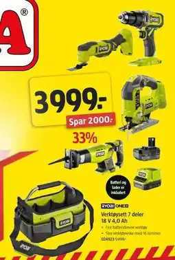 Jula Verktøysett 7 deler 18 V 4,0 Ah tilbud