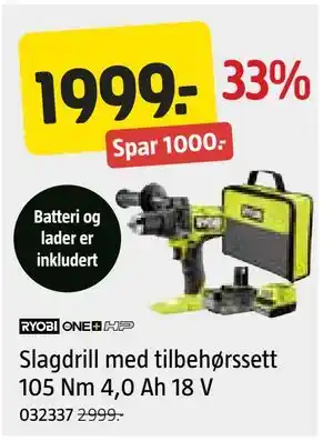 Jula Slagdrill med tilbehørssett 105 Nm 4,0 Ah 18 V tilbud