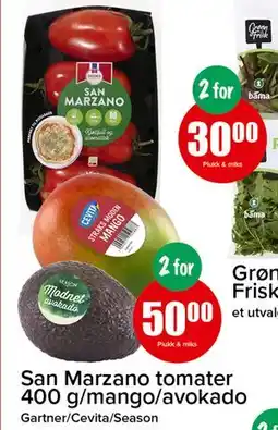 Spar San Marzano Tomater 400g/mango/avokado tilbud