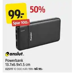 Jula Powerbank 13.7x6.9x1.5 cm tilbud