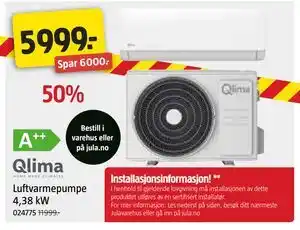 Jula Luftvarmepumpe 4,38 kW tilbud