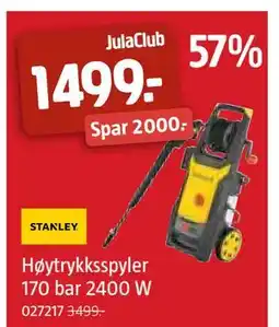 Jula Høytrykksspyler 170 bar 2400 W, Medlemspris tilbud