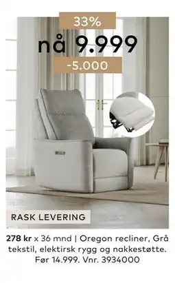 Skeidar Oregon recliner tilbud