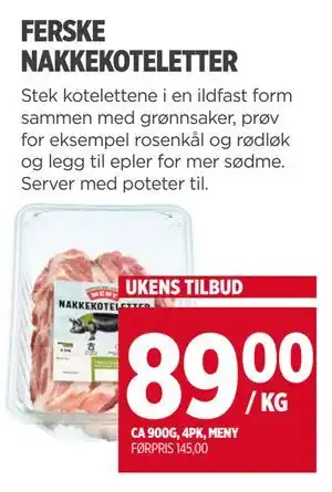 Meny FERSKE NAKKEKOTELETTER tilbud