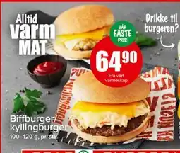 Spar Biffburger/kyllingburger tilbud