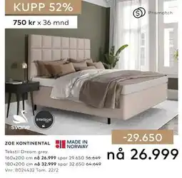 Skeidar ZOE KONTINENTAL tilbud