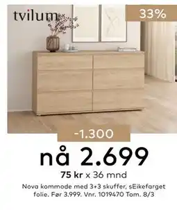 Skeidar Nova kommode med 3+3 skuffer tilbud