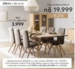 Skeidar Chilli spisestol tilbud