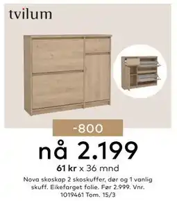 Skeidar Nova skoskap 2 skoskuffer tilbud