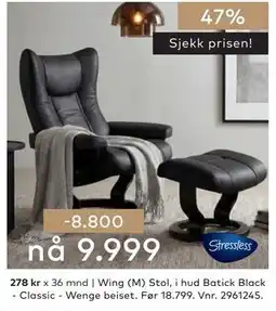 Skeidar Wing (M) Stol tilbud