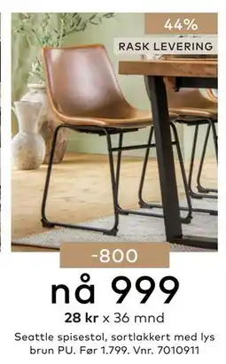 Skeidar Seattle spisestol tilbud