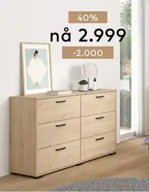 Skeidar Sofia kommode 3+3 skuffer tilbud