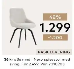 Skeidar Nero spisestol med sving tilbud