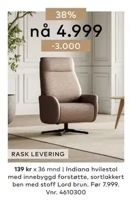 Skeidar Indiana hvilestol tilbud