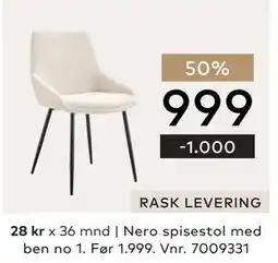 Skeidar Nero spisestol tilbud