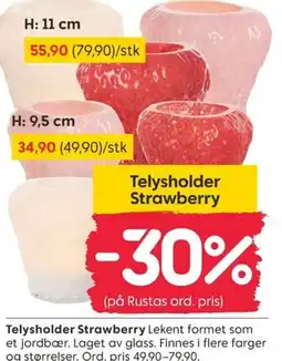 Rusta Telysholder Strawberry tilbud