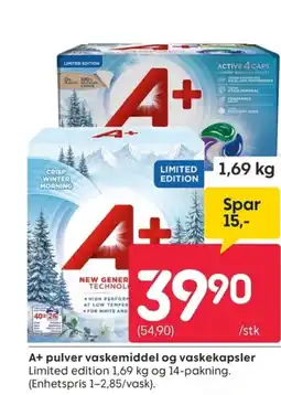 Rusta A+ pulver vaskemiddel og vaskekapsler tilbud