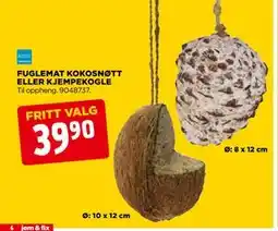 jem & fix FUGLEMAT KOKOSNØTT ELLER KJEMPEKOGLE tilbud
