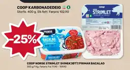 Coop Marked Coop norsk strimlet svinekjøtt/primar bacalao tilbud